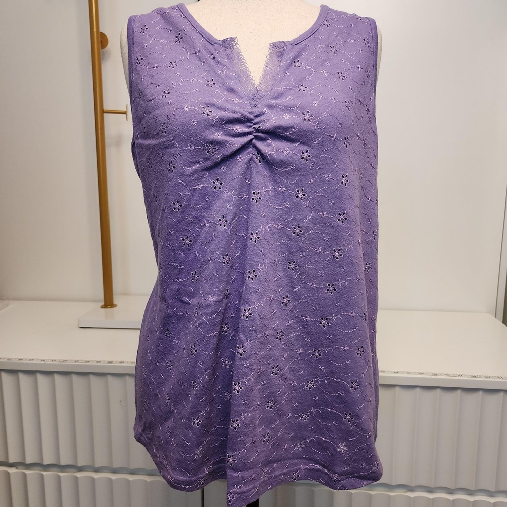 2X Sleeveless Lavender Eyelet Tank, Vintage Fashion Bug Top Size 18/20